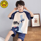 G.Duckkids Kinderpyjama Jungen Sommer reines Baumwolldünne kurzärmelige Jungen Big Children Sommer Teenager-Studenten Home Clothing Set TN695 Milchdrache [Hauptbildmodell] 130 14 Größe [130 High/50jin [Jin entspricht etwa 0,5 kg]]]