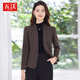 Wuwo high-end collarless suit jacket for women 2025 autumn and winter casual short professional temperament suit wide-leg pants single black jacket L
