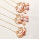 Hao Chuang natural pearl gold lock pendant necklace Zhuji freshwater pearl pendant necklace jewelry Hanfu accessories girls new style gold small longevity lock with water drops
