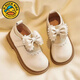 G.duck小黄鸭女童公主鞋皮鞋春秋款软底儿童小皮鞋女春季英伦风防滑单鞋 米白色 【现货秒发】 28 内长：17.2cm