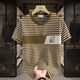 
Commander Bear 2025 short-sleeved T-shirt trendy striped men's versatile top Khaki breathable sweat-absorbing cotton 9898 M