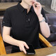 AX high-end casual short-sleeved Polo shirt for men's summer new style cool slim ice silk T-shirt high-end lapel half-sleeved black 2XL 140-160Jin Jin is equal to 0.5 kg