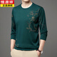 Hengyuanxiang (Hyx) mittlerer und junger Sommereis-Eisseice Long-Sleleved T-Shirt Dünner runder Hals 2025 Neuer Männer mit mittleren Alters Basishemd T-Shirt Trend B6627 Shangqing M 165/105/48100-120jin [Jin gleich 0,5 kg]