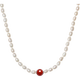 Saturday blessing silver buckle pearl necklace mother birthday gift red agate X0511903 long rice beads strong light about 5mm 45cm