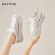 达芙妮（DAPHNE）帆布鞋女夏季网鞋网面透气小白鞋2025新款厚底百搭休闲板鞋 米色【跟高4.5CM】 35