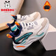 Babudou boys' cotton shoes, winter velvet warm children's sports shoes, leather waterproof waterproof running shoes for boys and girls, white green winter velvet style 30 (inner length 19.0cm)