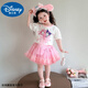 Disney Baby Kinderanzug kleines Mädchen Sommer Melodie Kurzärärmelte Tutu-Rock Mode 2025 Neuer Prinzessinrock Zweiköpfige Pink-Zweiteil-Set [kurzärmelig + Rock] ohne Tasche 140 Empfohlen 130-140 cm 5-6 Jahre alt