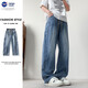 
NASA BASE American jeans men's summer new trendy brand straight loose large-size wide-leg pants casual trousers JYF-2575 gray and blue 7XL