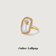 Amber Lollipop Baroque Pearl Ring Women's Index Finger Open Ring Anniversary Birthday Gift for Girlfriend and Wife White (Baroque Pearl)