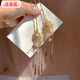 Containing spring flowers, new Chinese style pearl tassel hairpin, retro Chinese style Hanfu cheongsam, hairpin on the back of the head, versatile hairpin headgear, pearl tassel hairpin
