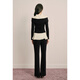 OBBLIGATO Origato spring pleated stand-up collar beaded contrast patchwork sweater black sweater L