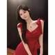 
Qu Chen red dress skirt dress pure toast dress sexy dress summer dress suspender skirt red high-end retro short skirt M [Suggested 90-105 Jin [Jin equals 0.5 kg]]