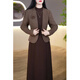 Pierre Cardin elegant thickened two-piece dress for women 2025 autumn and winter new lady mother dress suit skirt coffee color two-piece suit L recommended 101-110 Jin Jin equals 0.5 kg