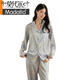 Modal 2025 Casual Pyjamas für Frauen im Frühling und Herbst Neue Heimkleidung Set süß bedrucktes Ice Seide Pyjamas Langarmes Zwei-teiliger Set für Frauen 8185# Light Blue M.