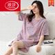 LangSha pajamas for women in summer with breast pads integrated thin cotton short sleeves cute girls loose large size home clothing suits for wearing outside with breast pads short sleeves - G1047 M women [recommended 80-100Jin [Jin equals 0.5 kg]]