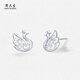 Chow Tai Sang platinum swan earrings pt950 lace hollow pair earrings birthday gift for girlfriend 1.26g