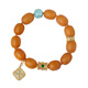 Potala Palace Beeswax Date Beads Turquoise Single Circle Bracelet Men's and Women's 925 Silver Amber Wenwan Bracelet as a Birthday Gift for Boyfriend