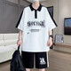 Aoji Summer de moda camiseta de manga corta para hombres Fat Boy Polo Sports Polo de 1215 años de edad 6629 Negro (de manga corta + pantalones cortos) M 90-110Jin [Jin equivale a 0.5 kg]