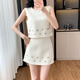 
European fashion trendy and fashionable socialite sleeveless vest women summer top skirt two-piece small temperament suit black suit S