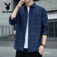 
Playboy (PLAYBOY) American plaid shirt jacket for men 2025 spring and autumn style trendy long-sleeved men young loose casual versatile clothes K12109 khaki M