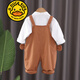 G.DUCKKIDS品牌童装儿童背带裤套装春秋款婴儿衣服男女宝宝中小童春季两件套 咖啡色 100