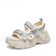 Sipuwang Sportsandalen für Frauen 2025 Sommer Neue hochgelöst dicke alleinige Schwamm-Schwamm-Kuchenschuhe tragen Anti-Rutsch-Strandschuhe Klettverschluss 693 Beige * Fersenheelhöhe 6,5 cm 39