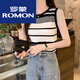 Romon Light Luxury Women's Striped Knitted Sling Vest for Women Outdoor 2025 Summer New Base-Inner Sleeveless Top Trendy Black All Size