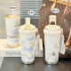 Tuojin Alemania de calidad importada de mariposa Termos Copa NUEVO VALOR CAFÉ PORTABLE CAFÉ ANTIGUO WHITE-BXAB6190 Tapa interna de cerámica de mariposa