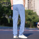 Jeep (Jeep) Los delgados jeans oscuros de los hombres, verano, suelto, recto, recto, ultra delgado, seda negra, pantalones largos largos, verano 9767, azul medio 32 cintura de cintura dos pies cinco