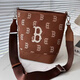 Meishibaba (MLB) women's bucket bag retro old-fashioned full-mark casual shoulder bag slanted stroller bag official flagship genuine 43/light sand brown equal size