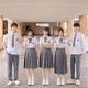 冉艺岚初中学生朗诵合唱演出服小学毕业班服套装高中生学院风运动会校服 女白短袖+深灰短裙+灰柄领结 送 均码 xs