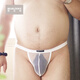 Men's large mesh thong sexy low waist transparent see-through underwear bikini briefs fat bear plus size white M recommended 55-75 kg