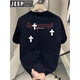 JEEP SPIRITJEEP PIRIT220克纯棉复古黑色上衣情侣装2025新款美式显百搭圆领 2024V695黑色2025 M