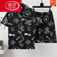 Langsha Summer manga corta de manga delgada de algodón de algodón para hombres Juego de ropa para hombres de verano estampado de estilo coreano guapo jóvenes 3271 tapa de manga corta M (70-100Jin [Jin iguala 0.5 kg])