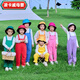 Lingka Qi boys and girls candy colored overalls trousers suit dopamine chorus cheerleading dance performance class uniform SH-002 yellow long overalls 120