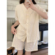 Calculat/Keen (Calculat/Keen) CK2025 Nuevo estilo con almohadilla de cofre Color sólido pijama de manga corta para mujeres en verano set dulce y sencillo cárdigan para el hogar Juego de ropa para el hogar 9225fe de color sólido rosa [almohadilla de cofre fija] l