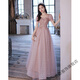 Really Pink Evening Dress for Women's Banquet Temperament Light Luxury Niche High-end French Gratitude Host Art Test Pink Long Style L