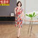 Hengyuanxiang (Hyx) Mutter Sommer kurzärmeliges Eiskleid modische großgröße mit mittleren und älteren Frauen locker mit Bauch bedeckender elastischer Blütenrock rot MJL683 3xl [vorgeschlagen 120-135jin [Jin gleich 0,5 kg]]