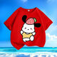 Mignon Paccharia chien d'été Nouveau dessin animé et femmes moyennes grandes enfants à manches courtes t-shirts coton pur rond cou rond lâche et polyvalent enfants-sl rouge-kx692 Peur du chien 110 [hauteur suggérée 100-110 cm]