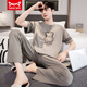 Catman Miiow Pure Cotton Pyjamas Herren Sommer kurzärmelige Hosen Jährlich-auf-Sommer-Dünne Baumwolle Largesize Casusize-Home-Kleidungsstückset YS9201 L Geeignet für -120jin [Jin gleich 0,5 kg] Verschleiß