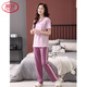 
LangSha pajamas for women, pure cotton short-sleeved trousers, thin 2025 new cotton home clothing set for casual and can be worn outside 7374 bean paste powder M 80-100Jin [Jin equals 0.5 kg]