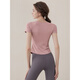 SMVPVOJ yoga clothes for women 2025 new short-sleeved slim sports tops Pilates training clothes fitness clothes pink tops fixed chest pad S weight 95Jin Jin is equal to 0.5 kg or less