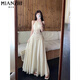 
Cotton-made French hollow neck sleeveless dress for women in summer 2025 new waist-hugging slim lace spliced ​​beach long skirt 9964 blue [high quality 52.5] L 100-110Jin [Jin equals 0.5 kg]