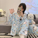 S.SOFEA春季睡衣女长袖牛奶丝家居服网红广州十三行 M6624#蓝帕恰狗 175 L