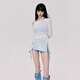 Nanmu Bear Swimsuit Women's Split Three-Piece Set Long Sleeve Sweaty Girls Summer Pure Desire Conservative Sun Protection Belly Slimming Swimsuit Blue Shirt Three-Piece Set [70-120Jin [Jin equals 0.5 kg]]