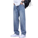 2025 Frühling Neues Gerade-Bein-Waschen Cool Jeans Herren Lose große trendige amerikanische Retro-Hosen 9921 Blau und Grau 31