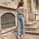 
Kamilan printed short-sleeved sweater for women in summer 2025 new high-end round neck slim bodywear style XL