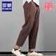 ROMON Japanese retro linen pants for men in summer breathable loose waist casual pants for men in cotton and linen clip pants high-end sense of brown M