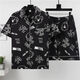 Mu fengqing Pyjama Herren Sommer kurzärmelige Shorts Comic Student Thin Plus Fat Plus Size Herren Hauskleidung Casual Anzug Red Eye 3271 [Cartoon-Anzug] m Standard (High 165100Jin [Jin entspricht 0,5 kg]))