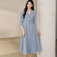 Roeyshouse Loi Robe de revers élégante 2025 Automne Nouvelle température Plaid Âge réduisant la jupe à mi-long 12529 Plaid (courroie de livraison) M
